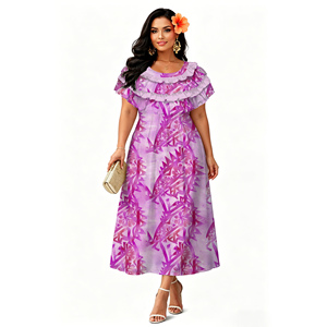 Vendita all'Ingrosso Nuovo Design Polinesiano Elei, Abito con Collo <span class=keywords><strong>a</strong></span> Volant per Donna, Ecologico, alla Moda, Casual <span class=keywords><strong>e</strong></span> Trendy - Product Image 3