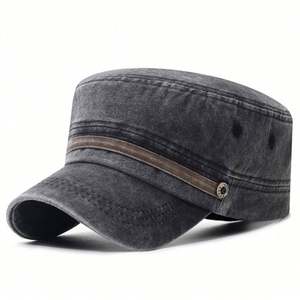 2025 New Arrival Faded Cotton <b>Flat</b> Top Camp <b>Cap</b> Breathable Outdoor Sun Hat Two Tone Sports <b>Cap</b> for <b>Men</b> - Product Image 6