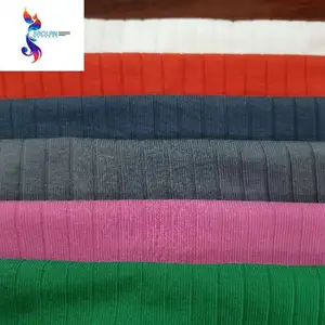 Venta caliente spandex tejido de costilla al por mayor de algodón elástico costilla tela productos listos stocklot algodón costilla tela teñida