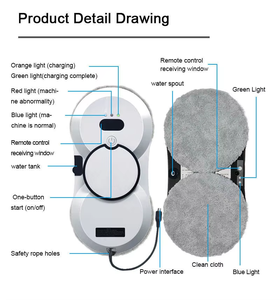 Electric Window Cleaning Robot Brushless Motor App-Controlled Automatic Water Spray <b>Vacuum</b> Indoor Outdoor Smart Glass <b>Cleaner</b> - Product Image 5