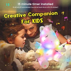 Jouet en peluche licorne musical LED animé avec volume réglable, chansons apaisantes, cadeaux d'anniversaire, jouet en peluche chantant qui s'illumine - Product Image 2