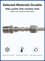 Adaptateur de tube à raccord mâle NPT 1/4'' en acier inoxydable 3mm-1/2'' pour installation de conduites de gaz et d'instrumentation