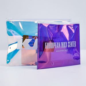 Sac de voyage cosmétique holographique en PVC de haute qualité pour filles, pochette autoportante en plastique épais avec fermeture éclair, sac à fermeture éclair laser en PVC - Product Image 2