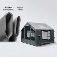 Tente de camping gonflable 8m² à double porte, colonnes d'air, Oxford, 4-6 personnes, étanche, installation instantanée, avec port cheminée, port climatisation et fenêtre en maille