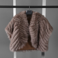 Manteau d'hiver 2026 en fourrure de renard sculptée à col court pour femme, luxueux et moelleux, marron, du Brésil