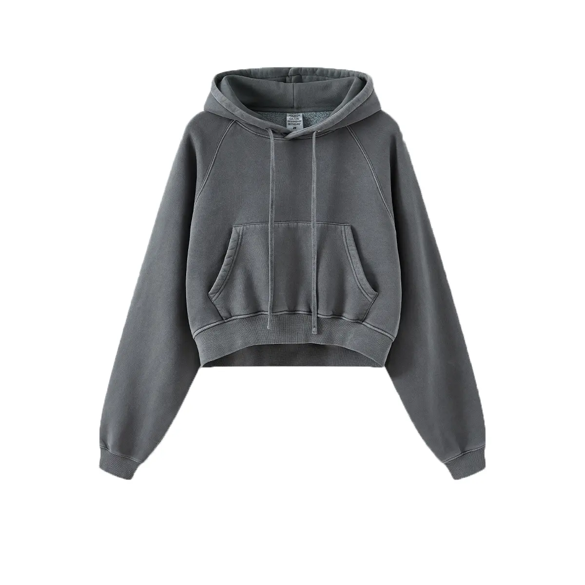 Kustom hoodie crop distressed hoodie atasan crop hoodie asam cuci kaus hoodie wanita