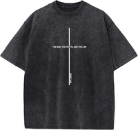 T-shirt personnalisé avec logo, effet délavé, pour homme, 100% coton, poids lourd 260 g/m², coupe oversize, style streetwear vintage, imprimé graphique