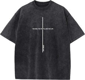 T-shirt en coton de haute qualité, poids lourd 250 g/m², lavé à l'acide, logo personnalisé, coupe oversize, style streetwear vintage, imprimé graphique - Product Image 2