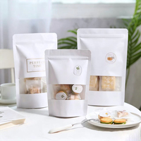 Pochette blanche mate avec fenêtre transparente, fermeture éclair refermable, impression en héliogravure, matériaux recyclés, sac d'emballage alimentaire pour snacks et biscuits