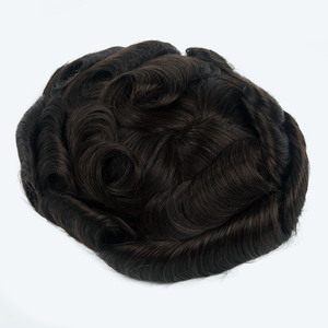 Prothèses capillaires noires naturelles Q6 pour hommes, toupet en cheveux humains avec ligne de cheveux invisible, base en dentelle suisse et PU, perruque pour hommes - Product Image 6