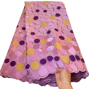 Tissu en Dentelle Sèche Africaine en Coton de Haute Qualité, Voile <span class=keywords><strong>Suisse</strong></span> Africain 100% Coton, Dentelle Nigériane pour Robe de Soirée Quotidienne 2441 - Product Image 2