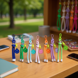 Portachiavi con cordino a forma di faccina sorridente, cordino colorato per chiavi e borse, 600 pezzi per scatola - Product Image 3