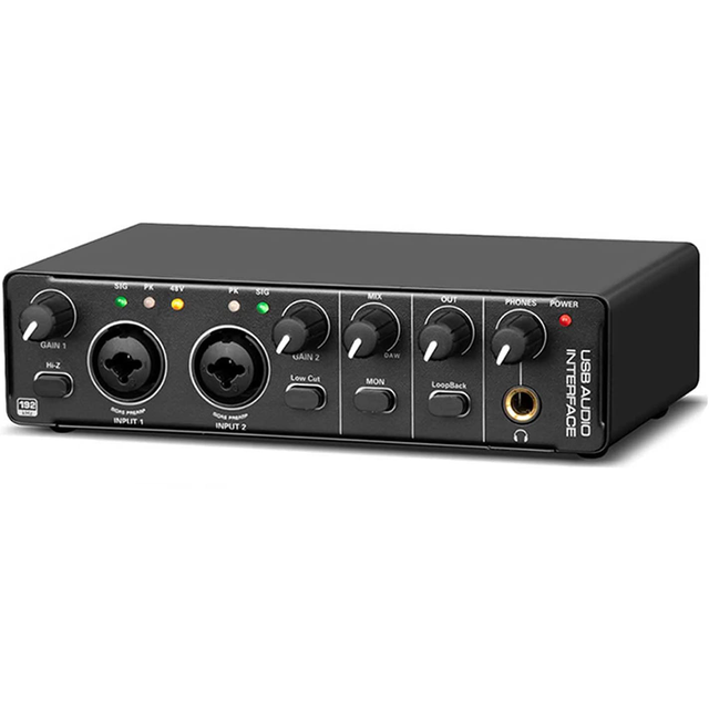 USB Interface, Interface 48V Phantom Power With Recording, Professional Audio Mic Preamplifier XLR/TSR/TS Ports Multifunctional