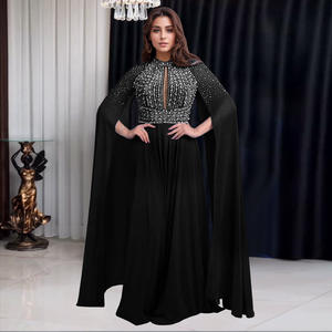 Vestidos de Noche Lujosos para Mujer, Vestidos de Fiesta con Pedrería, Manga Larga con Capa, Vestido Maxi para Fiesta, Vestidos Formales de Graduación para Mujer - Product Image 2