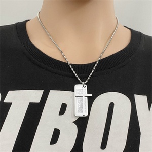 Classic Fashion Custom Smooth Dog Tags Pendant Stainless Steel Cross Enamel <b>Necklace</b> <b>for</b> <b>Men</b> - Product Image 3