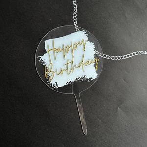 Cross-border ins vent printemps <span class=keywords><strong>série</strong></span> acrylique joyeux anniversaire gâteau insérer carte maman fleur couleur imprimé gâteau plug-in gâteau topper - Product Image 5