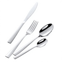 Ensemble de couverts en acier inoxydable pour l'approvisionnement transfrontalier, couteau à steak et fourchette de style occidental épaissis, manche carré, design moderne et minimaliste
