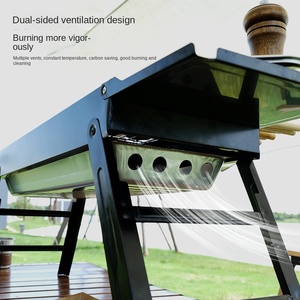 Grille de barbecue pliable portable pour l'extérieur, petit four à rôtir la viande, outil de cuisson au charbon de bois en métal, brochettes multifonctionnelles - Product Image 6