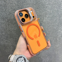 Support d'objectif métallique, coque de téléphone en acrylique avec support magnétique pour iPhone 18 17 16 15 14 13 12 Pro Max, coque bicolore avec protection caméra