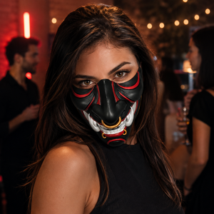 <span class=keywords><strong>Masque</strong></span> japonais en résine Oni Samurai demi-visage, <span class=keywords><strong>masque</strong></span> démoniaque Mempo Cosplay Kabuki pour hommes, accessoire de fête d'Halloween - Product Image 3