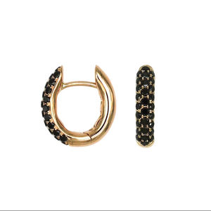 Pendientes de Aro de Oro Rosa de 18K con Doble Hilera de Diamantes Negros, 56 Diamantes Negros, 0.624ct, Joyería de Lujo Moderna - Product Image 1