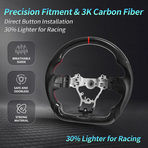 Carbon-Lenkrad D-förmiger flacher Boden mit perforiertem perforiertem Leder griff für <span class=keywords><strong>Subaru</strong></span> <span class=keywords><strong>WRX</strong></span> & <span class=keywords><strong>WRX</strong></span> STI 2015-2021 - Product Image 3