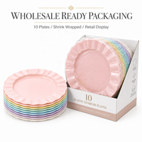 Assiettes de fête jetables en plastique PS couleur or martelé – 10,25 et 7,5 pouces, assiettes ondulées pour desserts et apéritifs, idéales pour fêtes et mariages, en stock
