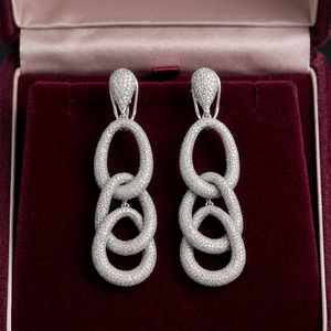Boucles d'oreilles pendantes longues en diamant CVD cultivé en laboratoire 8CT, bijoux de luxe en argent sterling 925 - Product Image 1