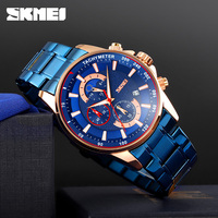 Reloj Deportivo de Cuarzo SKMEI 9250 para Hombre, Cronógrafo, Fase Lunar, Resistente al Agua 30M, Correa de Acero Inoxidable, Llegada en 2025