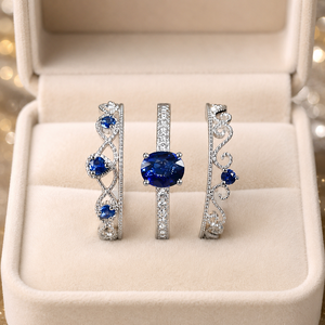 Set di Tre Anelli Royal Crown per Donne, Gioielli Eleganti Vintage di Tendenza - Product Image 6