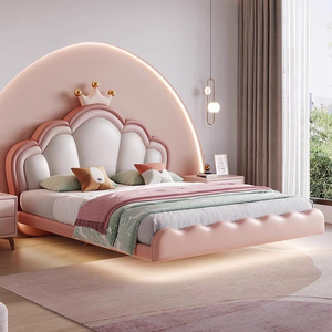Letti imbottiti morbidi per camera da <span class=keywords><strong>letto</strong></span>, singoli, queen size, per bambini, matrimoniali, con telaio flottante, <span class=keywords><strong>rosa</strong></span>, design per adolescenti - Product Image 3