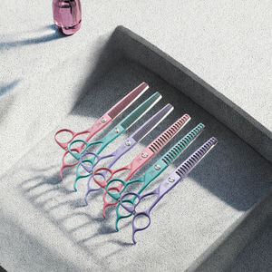 Tijeras de Entresacar para Mascotas Fenice Professional FEMC, Modelo 6.5/7.0 Pulgadas, Acero Inoxidable JP440C, Ecológicas, Color Macaron - Product Image 3