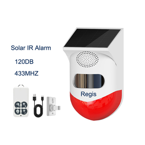 Năng lượng mặt trời Powered không dây <span class=keywords><strong>433MHz</strong></span> cảm biến chuyển động hồng ngoại Detector Strobe Siren 120dB báo động không thấm nước PIR cảm biến - Product Image 2