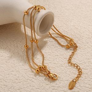 Three Layer Gold Plated Bead <b>Bracelet</b> For Women Zinc Alloy Chain Jewelry Gift SL155 - Product Image 3