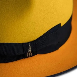 Yellow Wool Fedora <b>Hat</b> Black <b>Band</b> Unisex Adult Trilby Cap Casual Party Travel - Product Image 2
