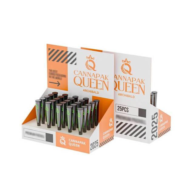 Free Sample Custom Smoke Shop Counter Corrugated Display Box 25 Pack Pre Herbal Roll Cone Tube Holder Box with Slot