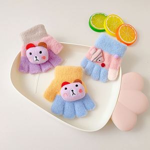 Gants chauds pour enfants en forme d'ours de dessin animé, hiver, complets, pour bébés, hommes et femmes, universels, doigts, 0-3 ans - Product Image 2