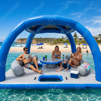 Île flottante gonflable de 3,3 m avec bar et auvent, radeau gonflable durable pour l'extérieur