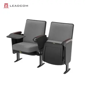 Leadcom หอประชุมพลาสติกหลังโรงเรียนเก้าอี้ห้องบรรยายของมหาวิทยาลัยที่นั่งพร้อมแท็บเล็ตสำหรับเขียน LS-13601-301
