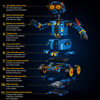 Ensemble de blocs de construction en plastique, robot, véhicule d'ingénierie, télécommande et contrôle par application, jouet éducatif pour enfants