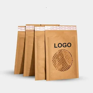 친환경 사용자 정의 로고 내구성 쿠션 크래프트 종이 브라운 익스프레스 벌집 우편물 버블 포장 배송 가방 봉투