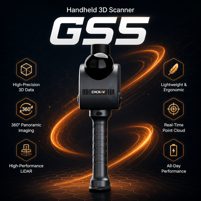 CHCNAV GS5 Handheld SLAM Laser Scanner 64 Channels 3D Laser Scanner <1 cm Accuracy Indoor Surveying 360 Degree Viewing