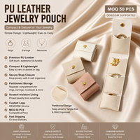 Pochette à bijoux portable en daim à compartiments pliables pour petites entreprises, étui de rangement minimaliste en cuir PU de marque