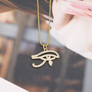 Collana NZ1710 vintage placcata oro 18 carati con occhio turco, occhio di Horus, zirconi cubici, occhio diabolico, gioiello protettivo da donna. - Product Image 4
