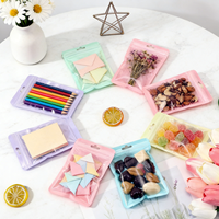 Pochettes zippées holographiques épaisses colorées à fermeture autocollante, sacs d'emballage personnalisés pour bijoux, cartes, collations et rangement de cadeaux de fêtes