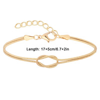 Pulsera de Acero Inoxidable de Doble Capa con Cadena de Serpiente y Nudos, Bañada en Oro de 18K, Inoxidable, para Mujer