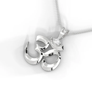 Pendentif pour enfant en argent sterling plaqué or 18 carats, symbole Om sacré, élégant ovale en zircon, inspiré du Dieu Shiva - Product Image 5