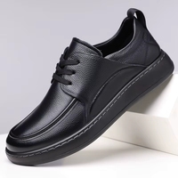 Nouvelles Mocassins Formelles d'Affaires pour Hommes, Design Italien, en Cuir Véritable, à Lacets, Bout Rond, Soutien de la Voûte Plantaire, Antidérapantes, Tendance Mode