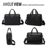 Porte-documents de luxe portable en cuir pleine fleur pour homme, idéal pour le bureau et les affaires, avec double poignée