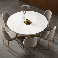 Ensembles de table à manger avec dessus en marbre pour restaurant d'hôtel Table centrale rotative centrale 6 places Table à manger ronde rotative en marbre